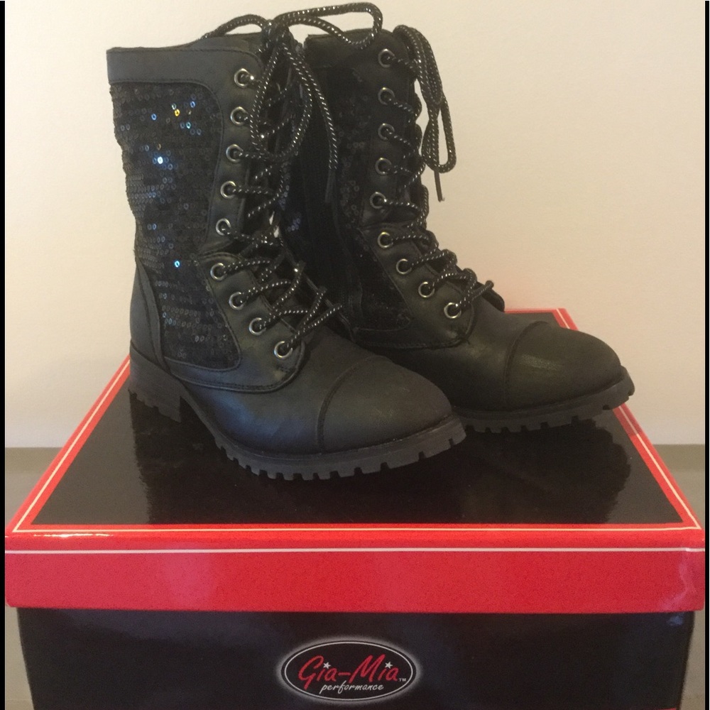 KIDS GIA MIA DOUBLE PLATINUM COMBAT HIP-HOP BOOTS